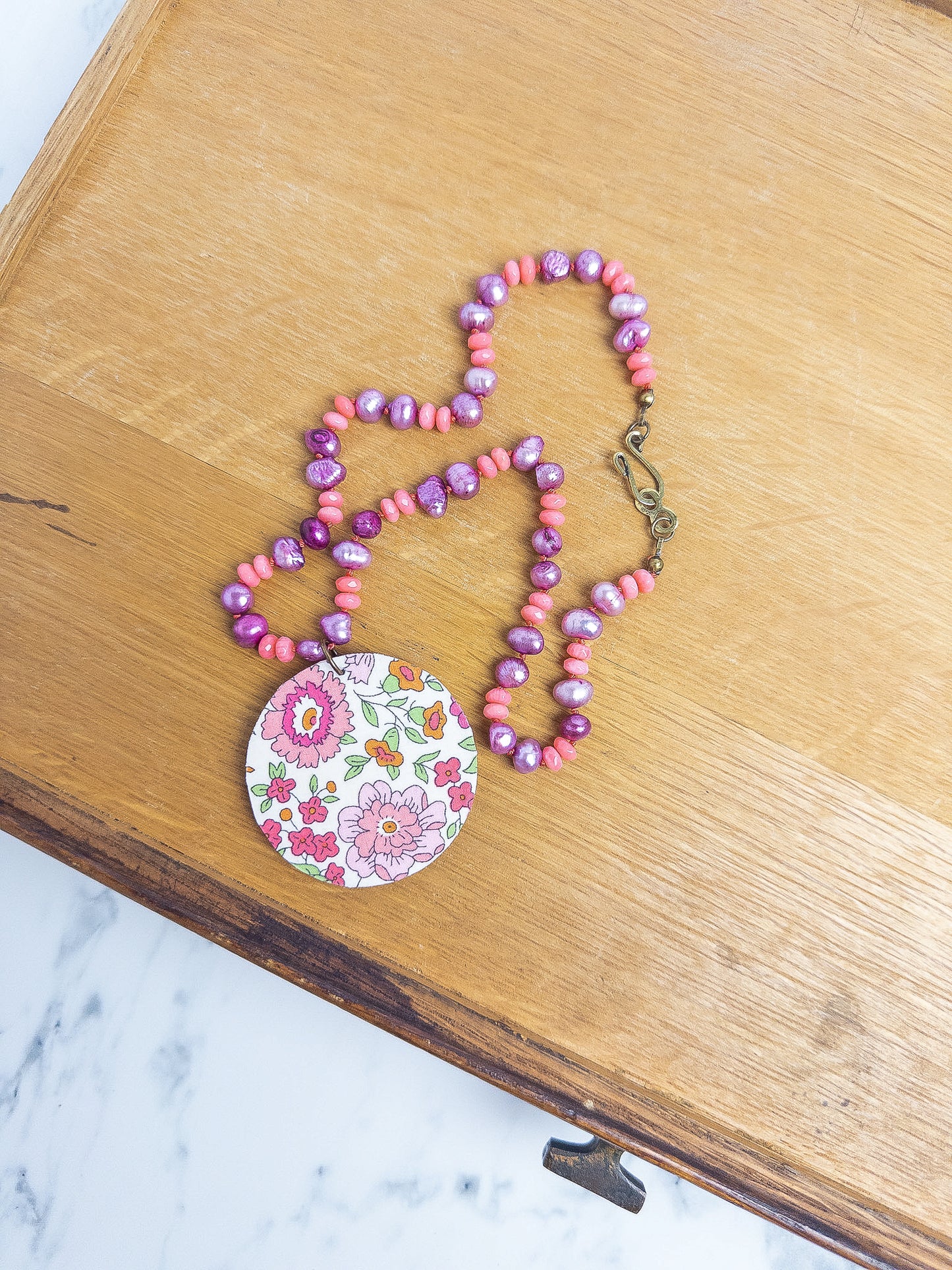 Liberty Pink and Coral Handstrung Necklace