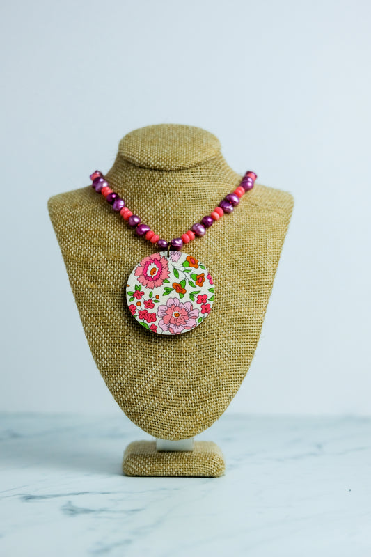 Liberty Pink and Coral Handstrung Necklace