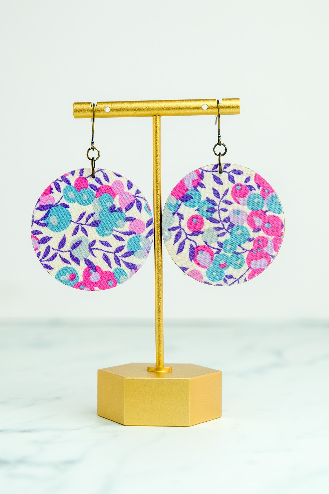 Liberty Disc Wiltshire Berry Pink Earrings