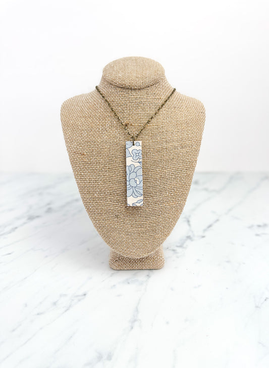 Liberty Danjo Sky Blue Floral Bar Necklace
