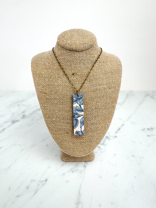 Liberty Blue Floral Bar Necklace
