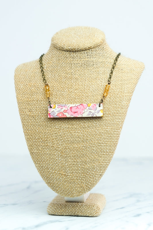 Liberty Pink and Yellow Landscape Necklace