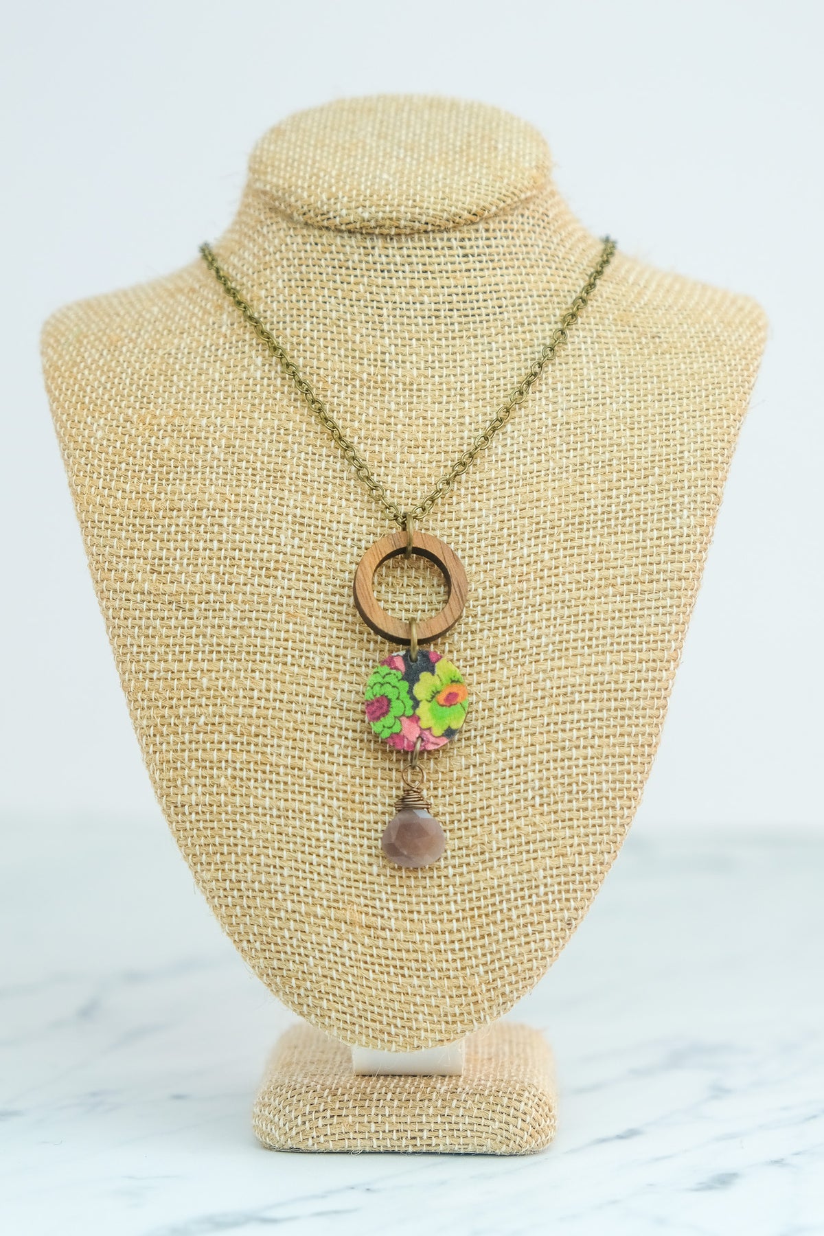 Liberty Brown and Chartreuse Trio Necklace