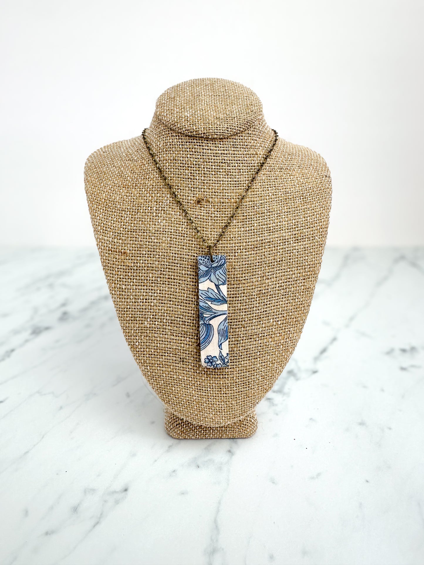 Liberty Blue Floral Bar Necklace